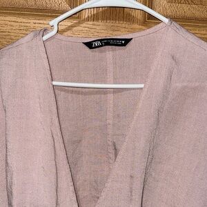 Zara Dusty Rose Wrap Blouse